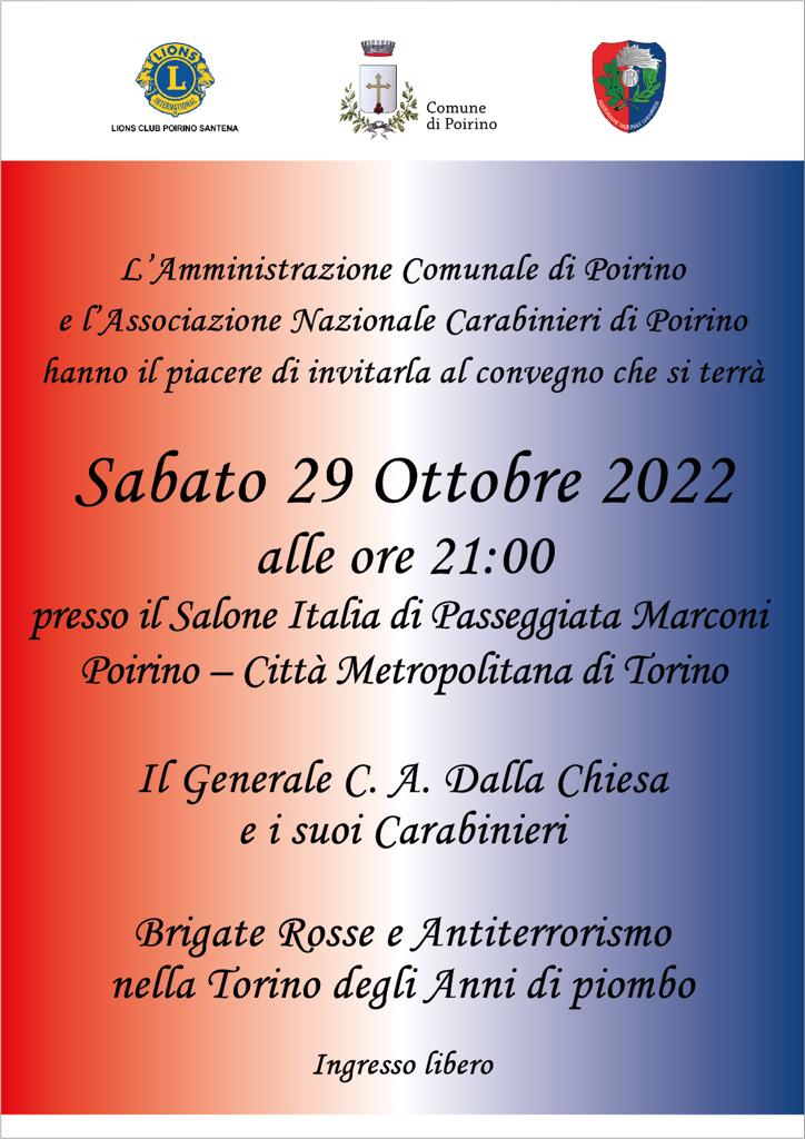 Poirino. Convegno su Generale Dalla Chiesa e terrorismo negli anni di  piombo - CentoTorri